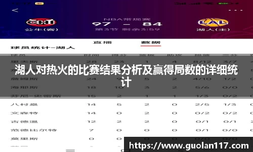 湖人对热火的比赛结果分析及赢得局数的详细统计